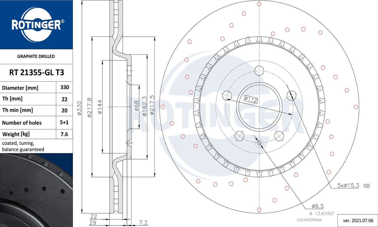 ROTINGER RT21355-GLT3_ROT Féktárcsa, mind